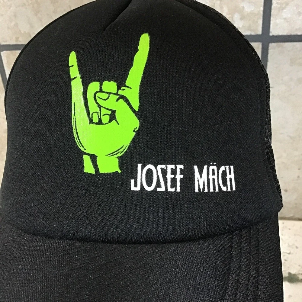 Josef Mach Hat Black Green Rock-On Hand Snapback Trucker Style‎ Ball Cap